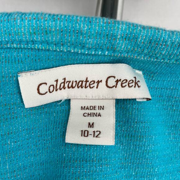 Coldwater Creek Bright Blue Aqua Multi Space Dye Zip Cardigan Sweater Jacket M - Picture 12 of 14
